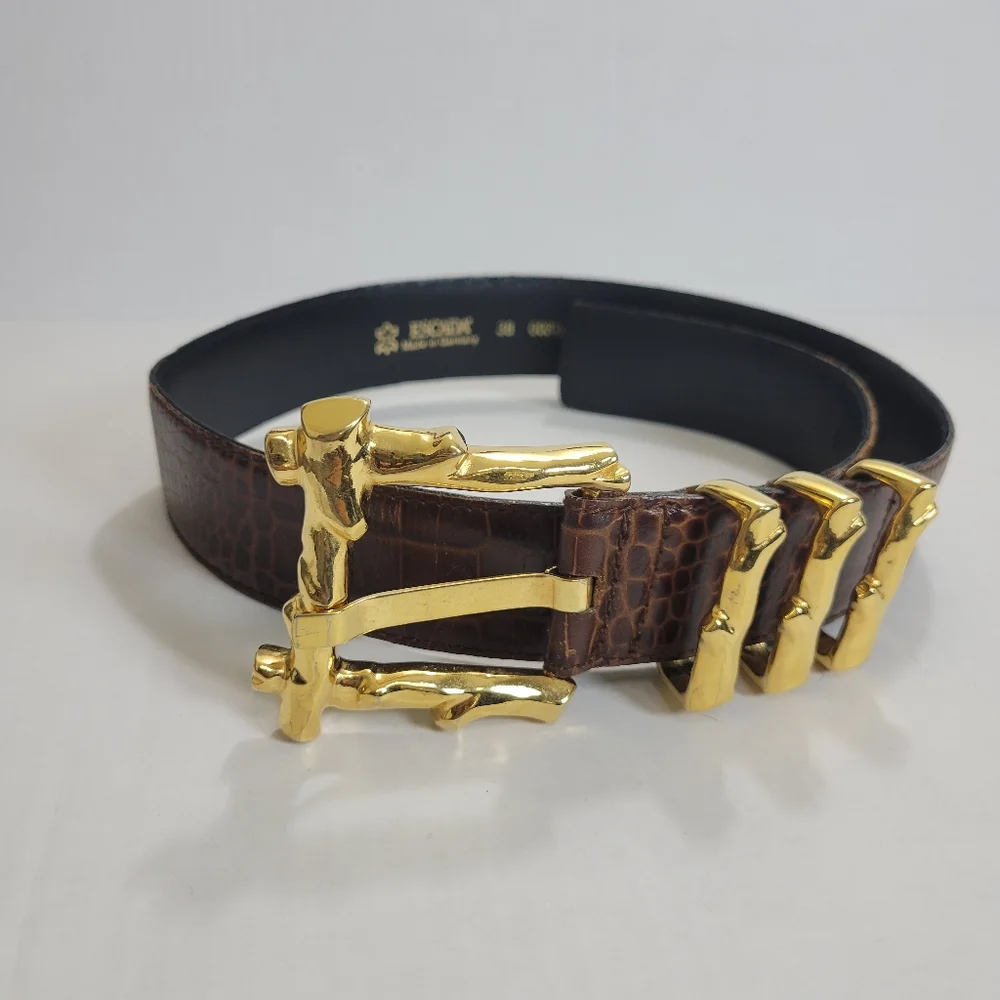 Escada Statement Gold Buckle‎ Leather Belt